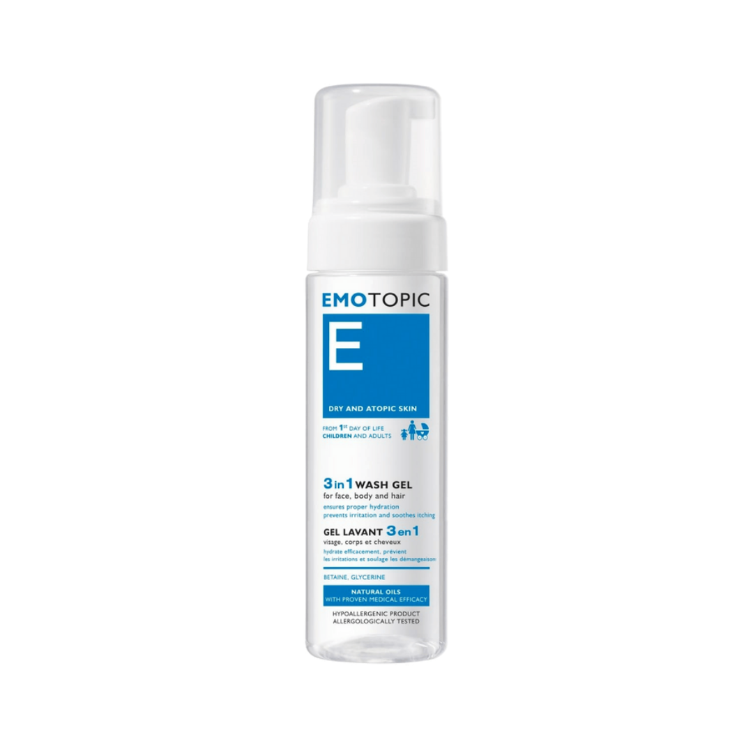 EMOTOPIC 3 IN 1 WASH GEL FOR FACE BODY AND HAIR 200ML E9173